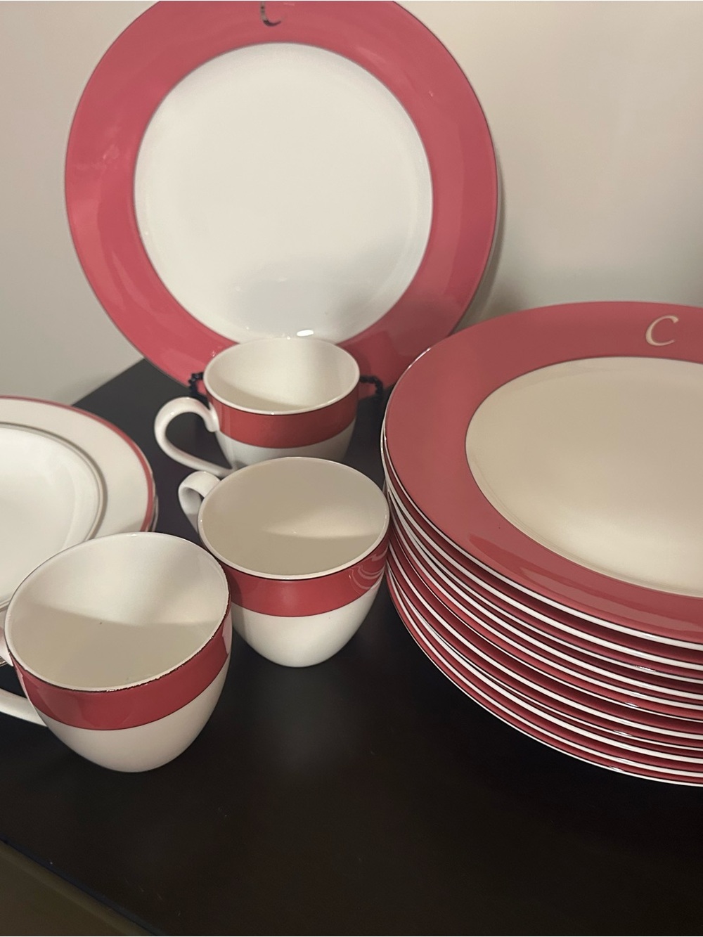 kate spade White Dinnerware Set with Pink Rim